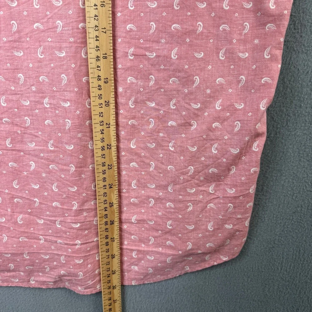 Outerknown Mens Large Pink Paisley Organic Cotton Hemp Short Sleeve Button Shirt - Picture 7 of 7
